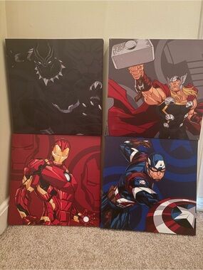 Marvel Canvas Wall Art Set - Black, Red, Blue, Gray